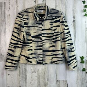 Giancarla Ferrari jeans blazer jacket full zip animal print Size 14p